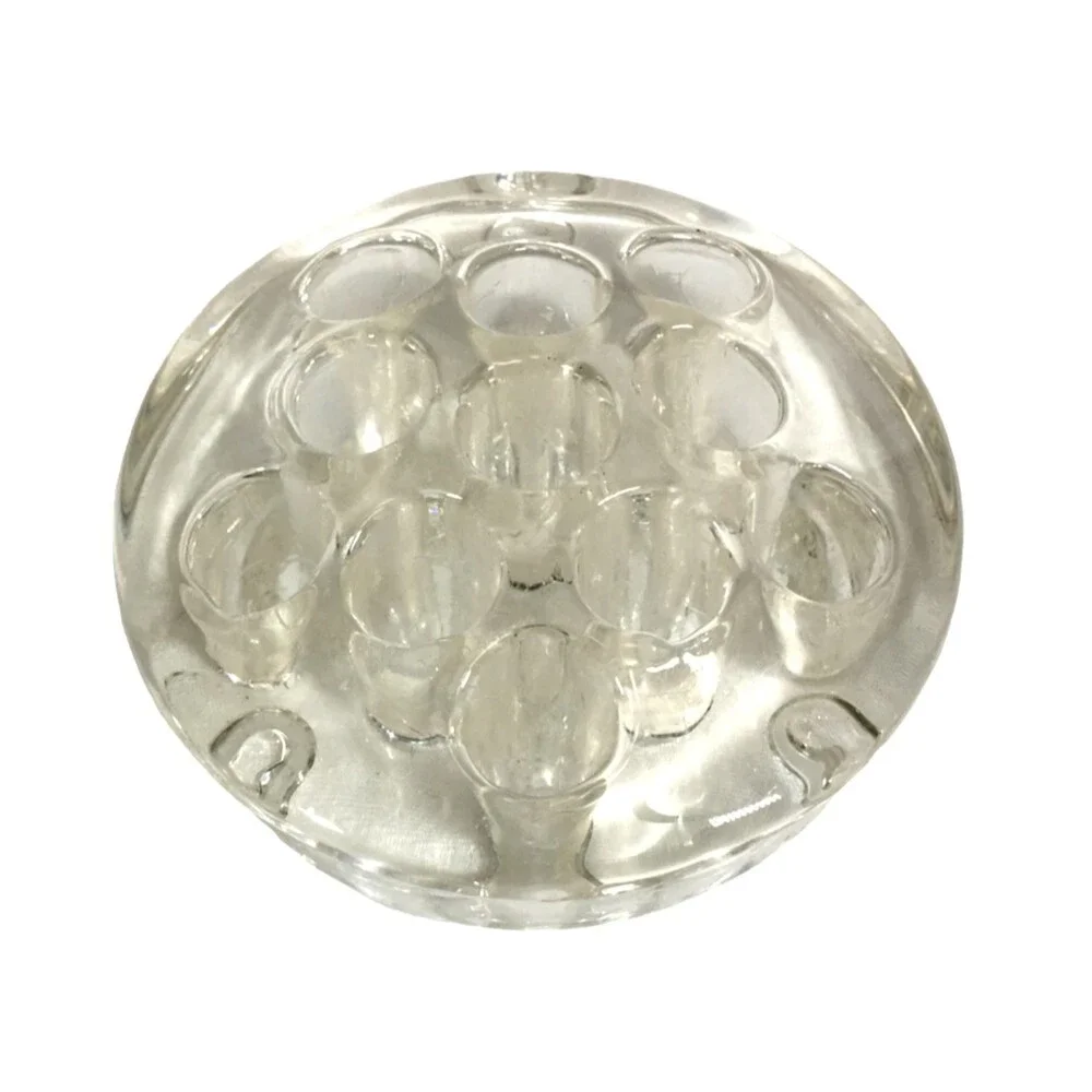 Vintage Clear Glass Flower Frog Domed Crystal 11 Holes 3